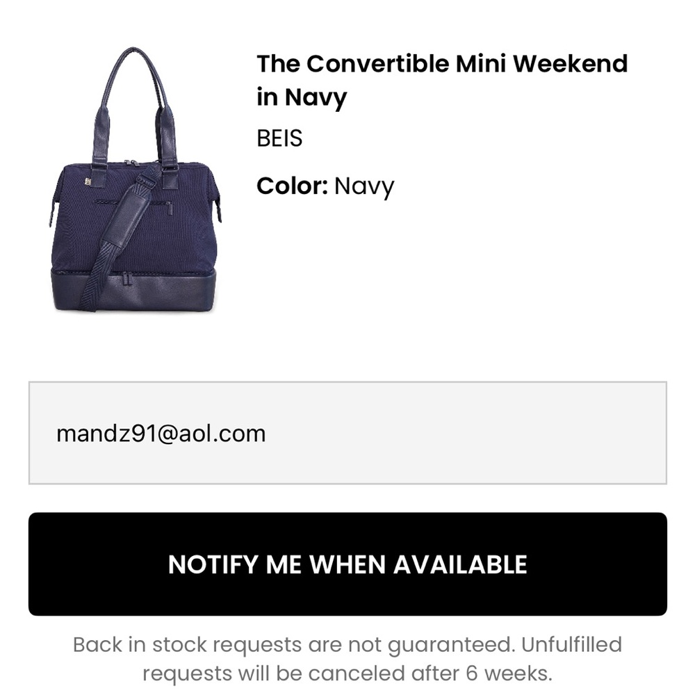 BEIS Convertible Mini Weekend Bag in Navy